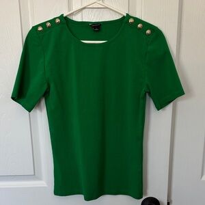 Ann Taylor green Button-Shoulder Tee small